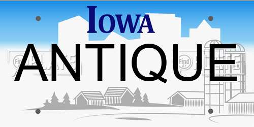 ANTIQUE Iowa License Plate
