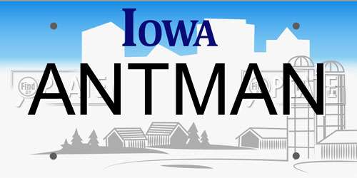 ANTMAN Iowa License Plate