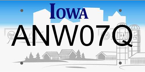ANW07Q Iowa License Plate