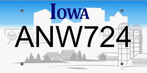 ANW724 Iowa License Plate