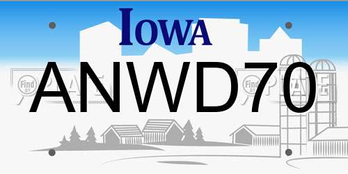 ANWD70 Iowa License Plate