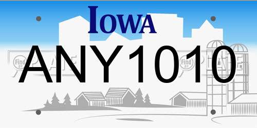 ANY1010 Iowa License Plate
