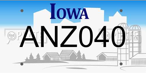 ANZ040 Iowa License Plate