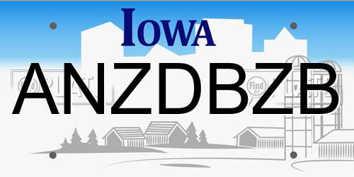 ANZDBZB Iowa License Plate
