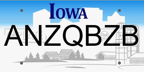 ANZQBZB Iowa License Plate