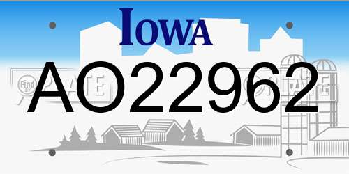 AO22962 Iowa License Plate