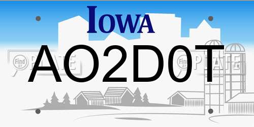 AO2D0T Iowa License Plate