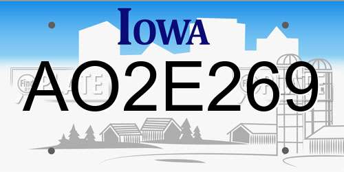 AO2E269 Iowa License Plate