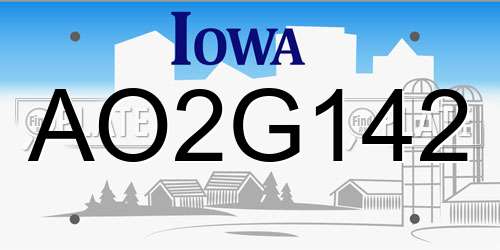 AO2G142 Iowa License Plate