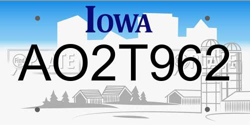 AO2T962 Iowa License Plate