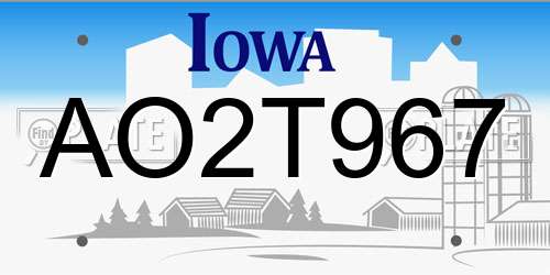 AO2T967 Iowa License Plate
