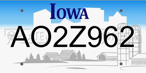 AO2Z962 Iowa License Plate