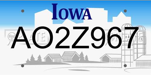 AO2Z967 Iowa License Plate