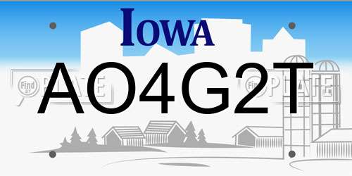 AO4G2T Iowa License Plate