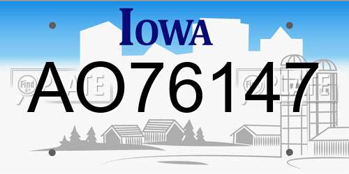 AO76147 Iowa License Plate