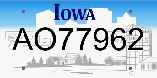 AO77962 Iowa License Plate