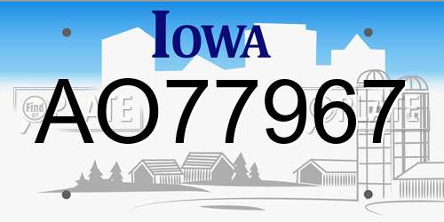 AO77967 Iowa License Plate