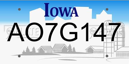 AO7G147 Iowa License Plate