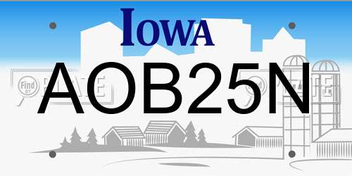 AOB25N Iowa License Plate