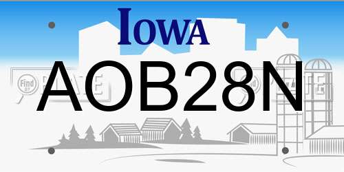 AOB28N Iowa License Plate