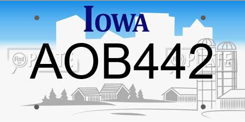 AOB442 Iowa License Plate