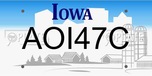 AOI47C Iowa License Plate