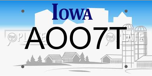 AOO7T Iowa License Plate