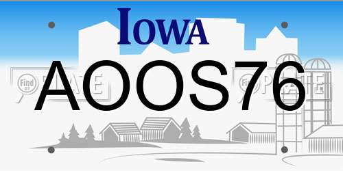 AOOS76 Iowa License Plate