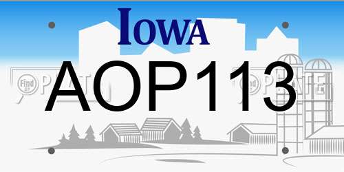 AOP113 Iowa License Plate