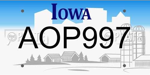 AOP997 Iowa License Plate