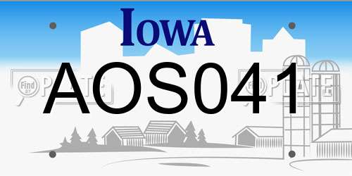 AOS041 Iowa License Plate