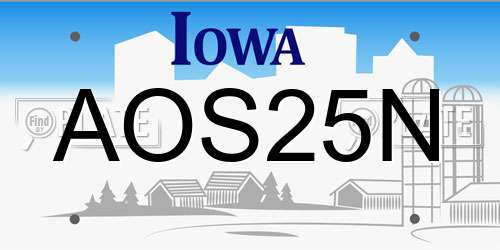 AOS25N Iowa License Plate