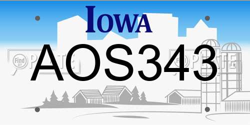 AOS343 Iowa License Plate