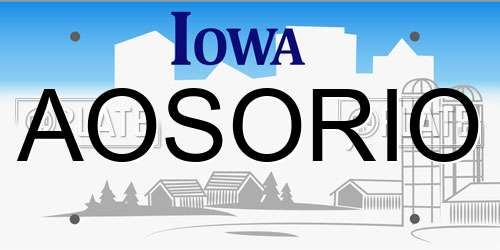 AOSORIO Iowa License Plate