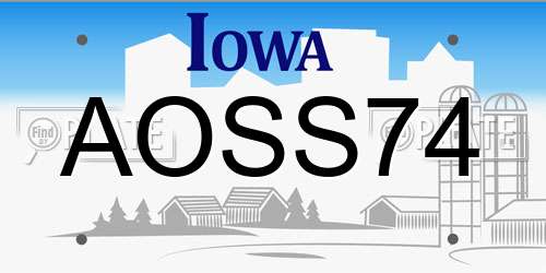 AOSS74 Iowa License Plate