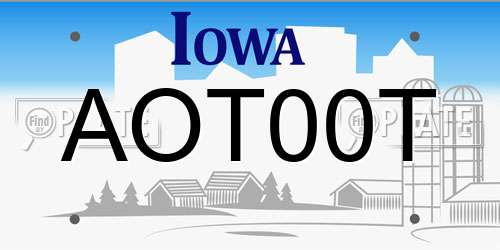 AOT00T Iowa License Plate