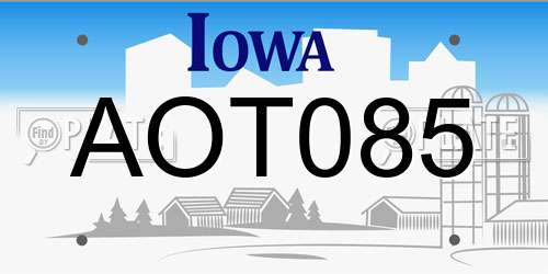 AOT085 Iowa License Plate