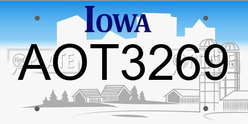 AOT3269 Iowa License Plate