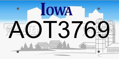 AOT3769 Iowa License Plate
