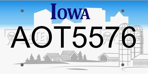 AOT5576 Iowa License Plate