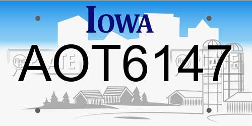 AOT6147 Iowa License Plate