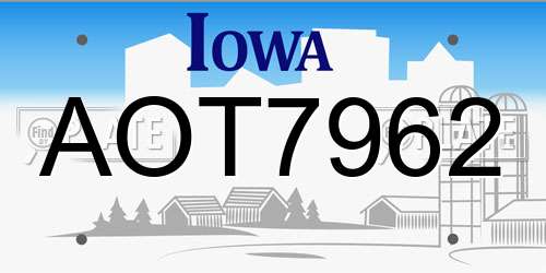 AOT7962 Iowa License Plate