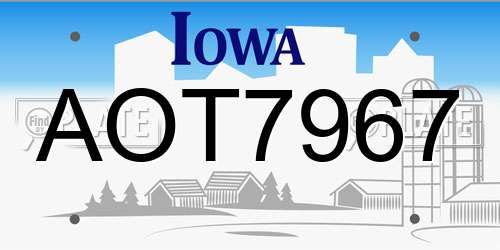 AOT7967 Iowa License Plate