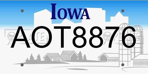 AOT8876 Iowa License Plate