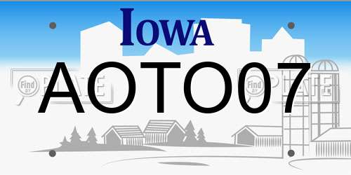 AOTO07 Iowa License Plate