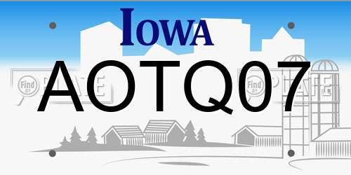 AOTQ07 Iowa License Plate