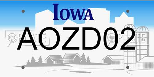AOZD02 Iowa License Plate