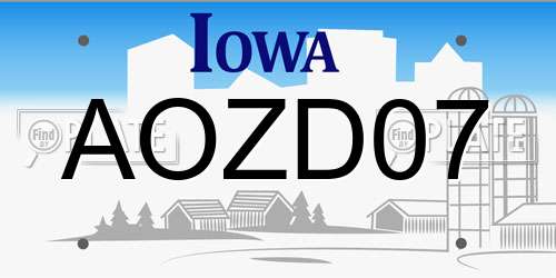 AOZD07 Iowa License Plate