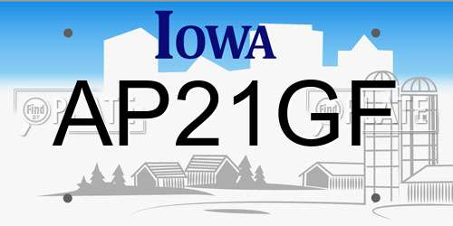AP21GF Iowa License Plate