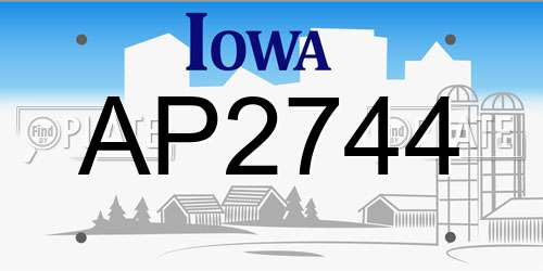 AP2744 Iowa License Plate